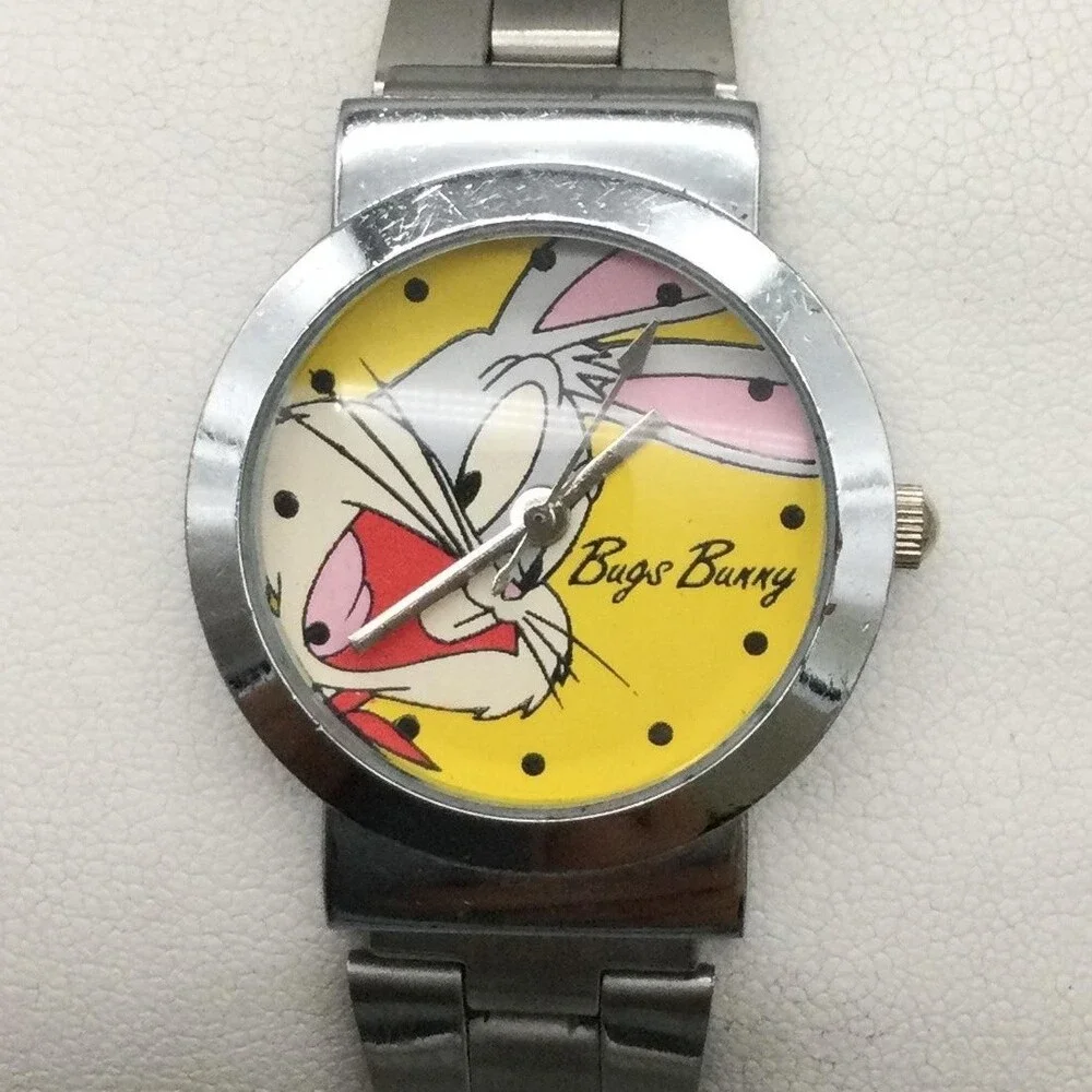Bugs Bunny Warner Bros Womens Watch 29mm Silver Tone Cartoon New Battery 7.25